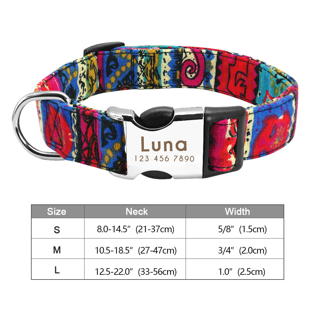 Personalisierbares Hundehalsband aus Nylon mit Lasergravur