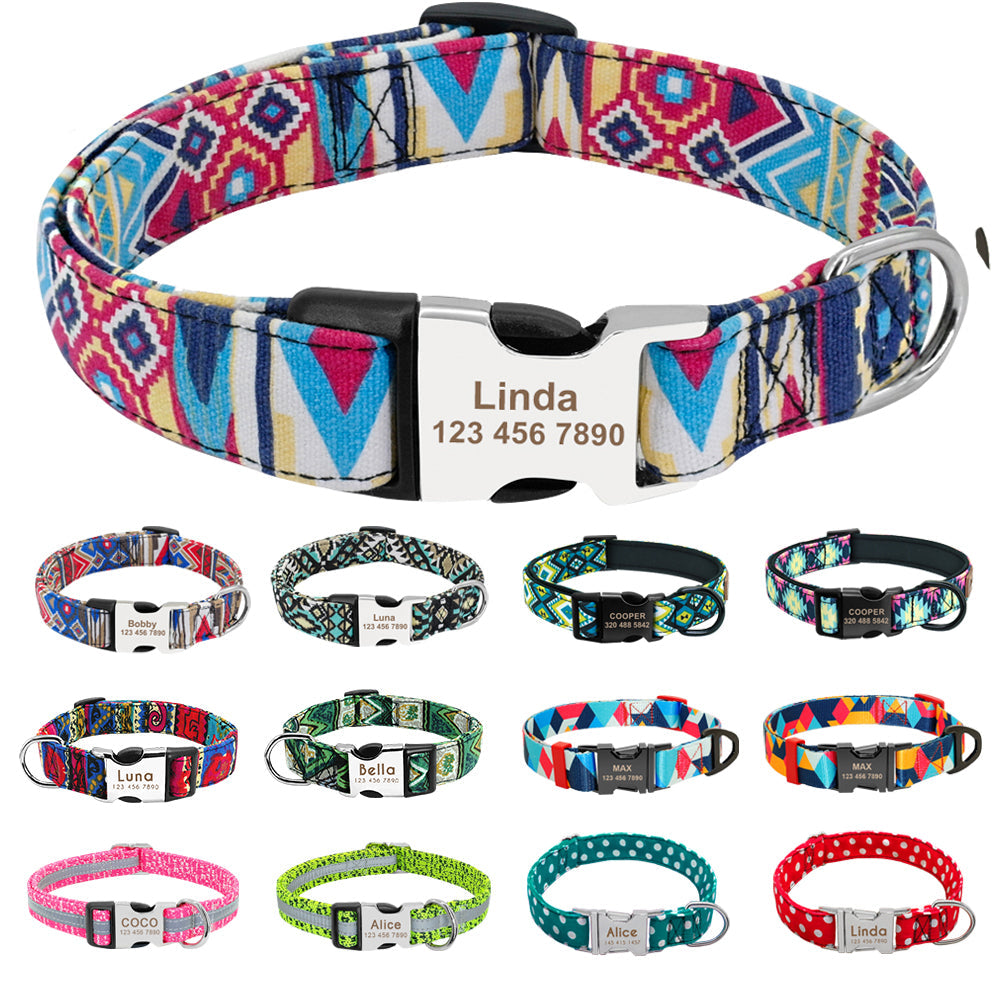 Personalisierbares Nylonhundehalsband in vielen verschiedenen Farben von Pawdeluxe