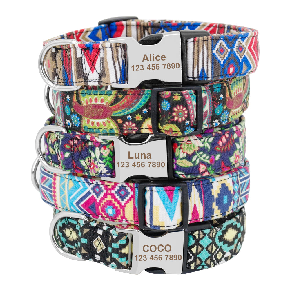 Personalisierbares Nylonhundehalsband mit hochwertiger Lasergravur von Pawdeluxe