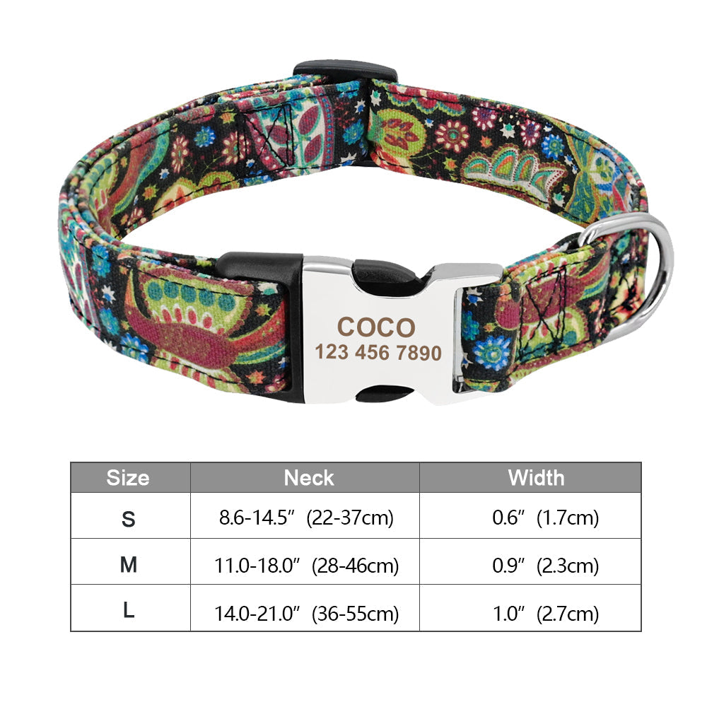 Personalisierbares Hundehalsband aus Nylon mit Lasergravur