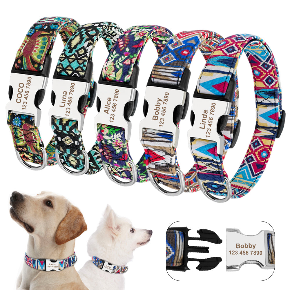 Personalisierbares Hundehalsband aus Nylon mit Lasergravur