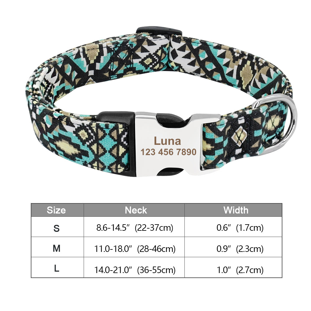Personalisierbares Hundehalsband aus Nylon mit Lasergravur