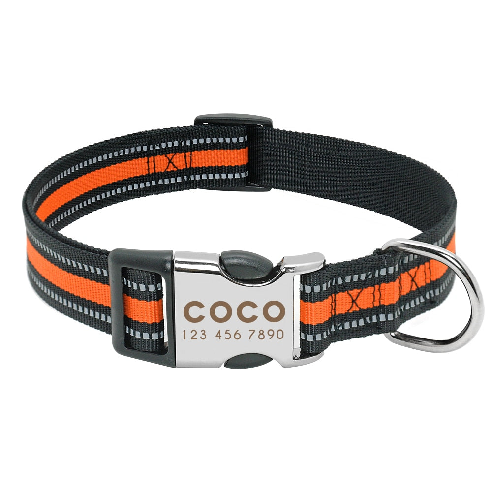 Personalisierbares Hundehalsband aus Nylon mit Reflektoren