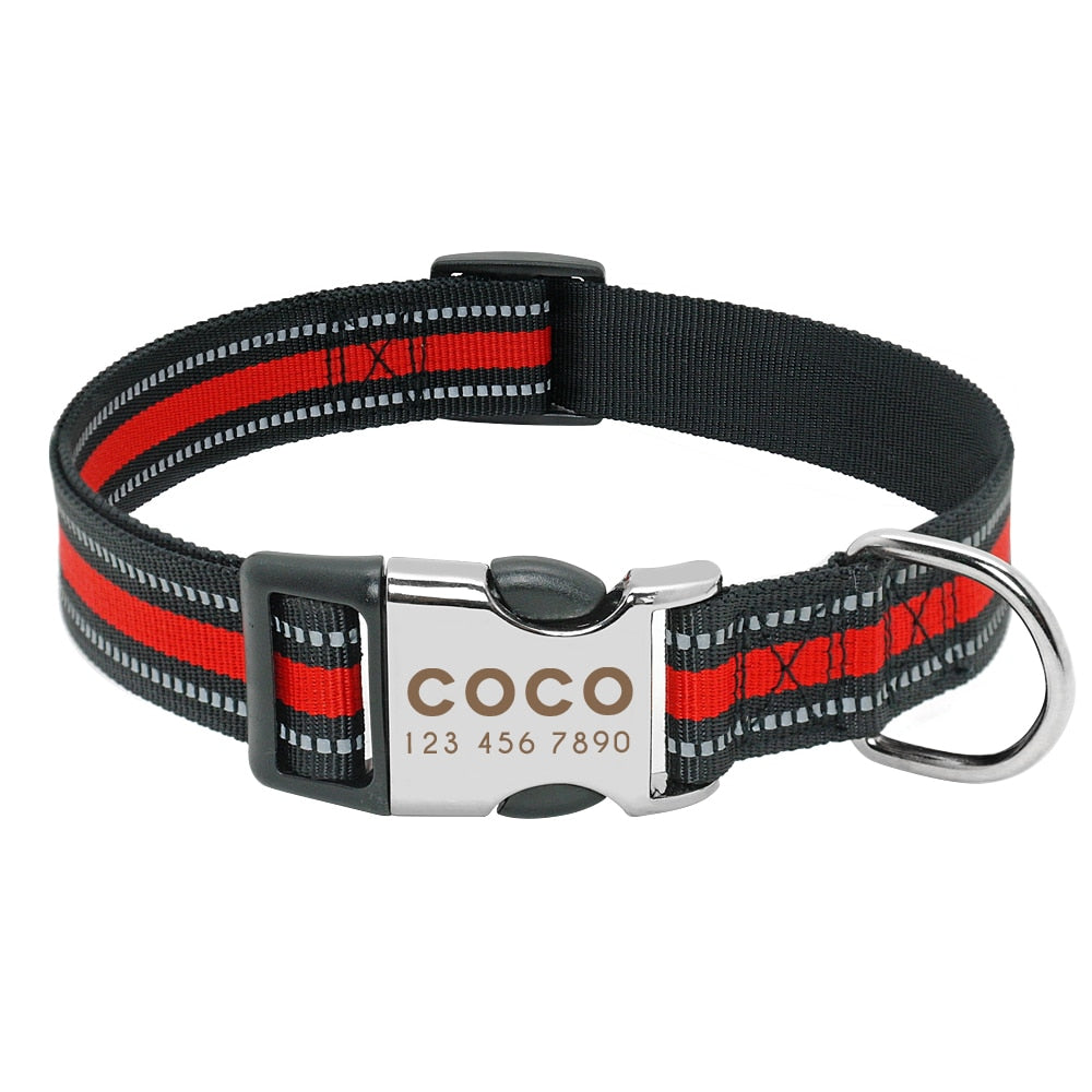 Personalisierbares Hundehalsband aus Nylon mit Reflektoren