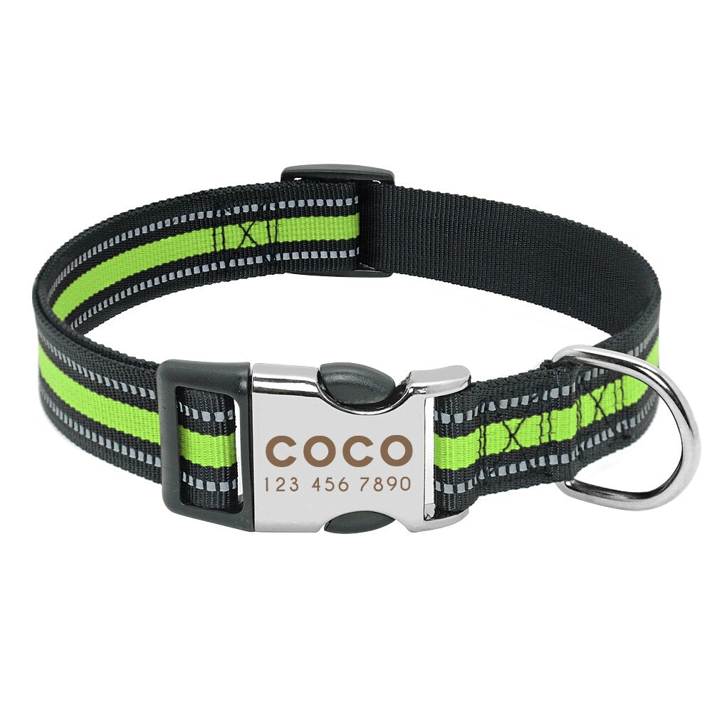 Personalisierbares Hundehalsband aus Nylon mit Reflektoren