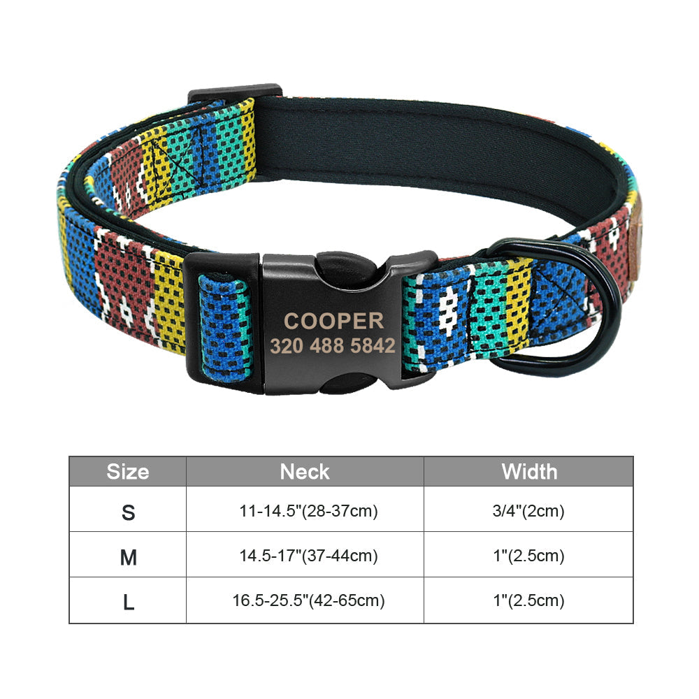 Personalisierbares Hundehalsband aus Nylon mit Lasergravur